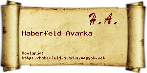 Haberfeld Avarka névjegykártya